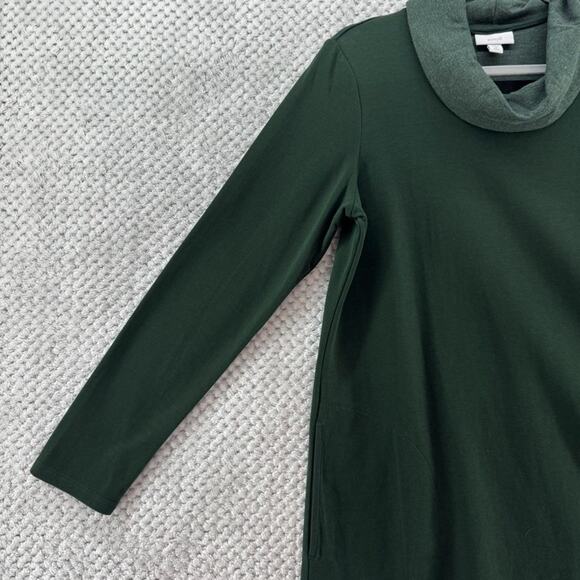 J Jill Dress Women SP Green A-Line Cowl Neck Long Sleeves Side Pockets Over Knee - Picture 6 of 14